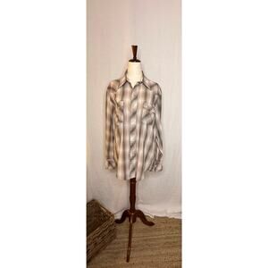 Vintage Western Dude Brown Plaid Pearl Snap Long Sleeve Shirt